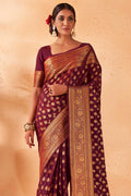 Maroon Garnet Wine Georgette Saree