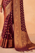 Maroon Garnet Wine Georgette Saree