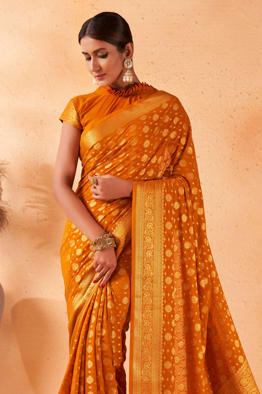 Mustard Yellow Georgette Saree