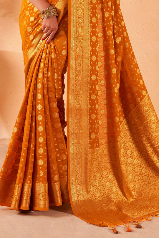 Mustard Yellow Georgette Saree