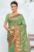 Seaforam Green Banarasi Silk Saree