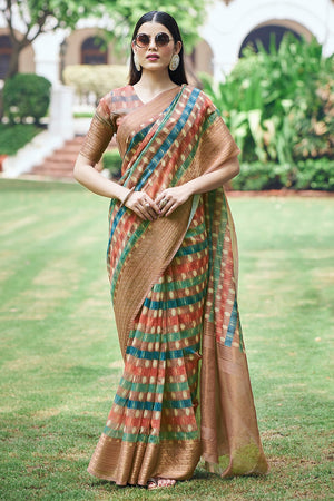 Multicolor Linen Blend Saree