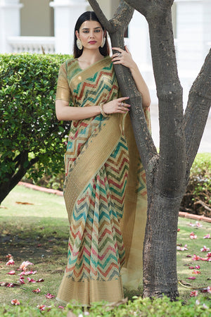 Multicolor Linen Blend Saree