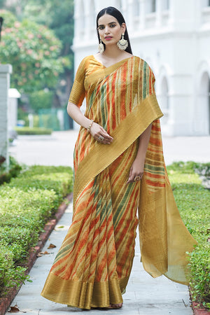 Multicolor Linen Saree