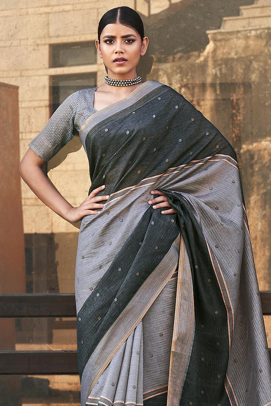 Pewter Grey Digital Print Saree