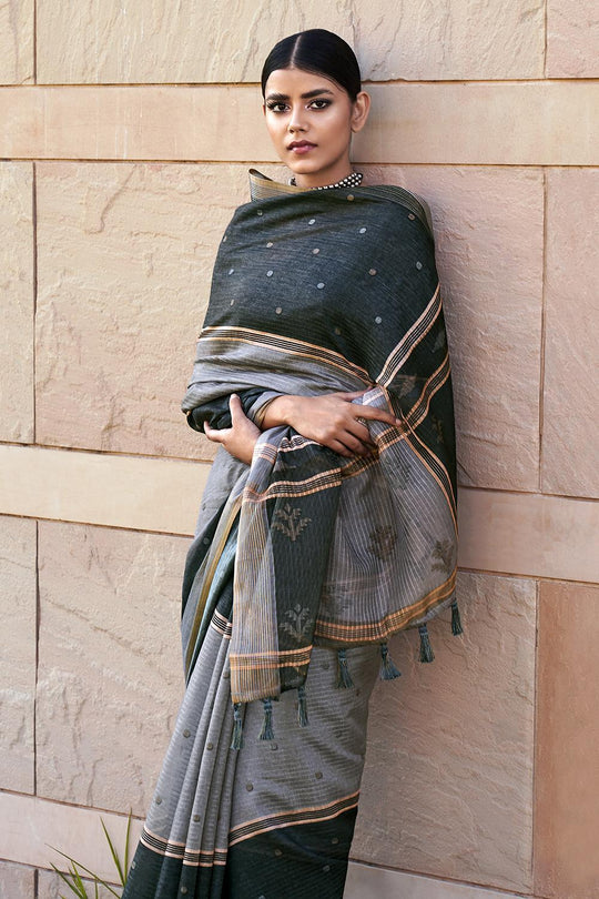 Pewter Grey Digital Print Saree