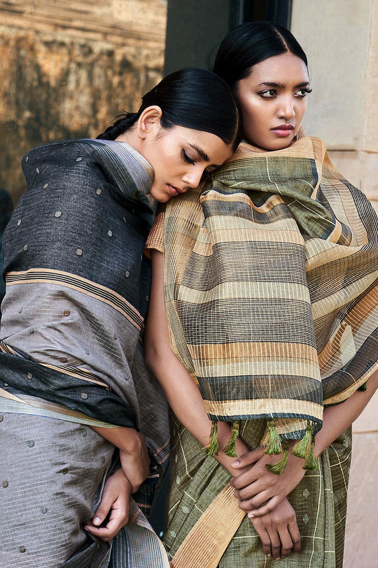 Pewter Grey Digital Print Saree