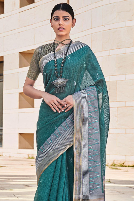 Pine Green Digital Print Saree