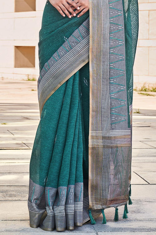 Pine Green Digital Print Saree