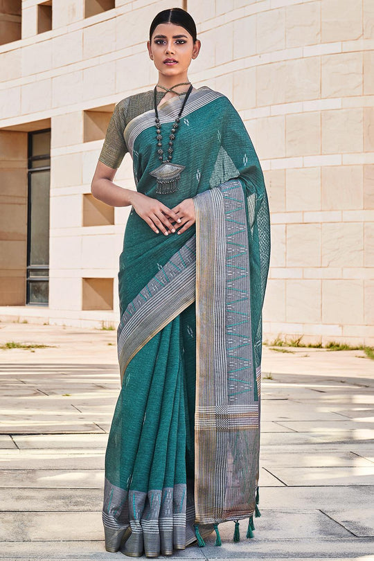Pine Green Digital Print Saree