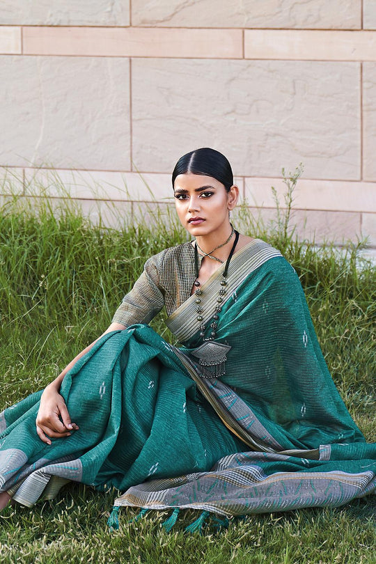 Pine Green Digital Print Saree