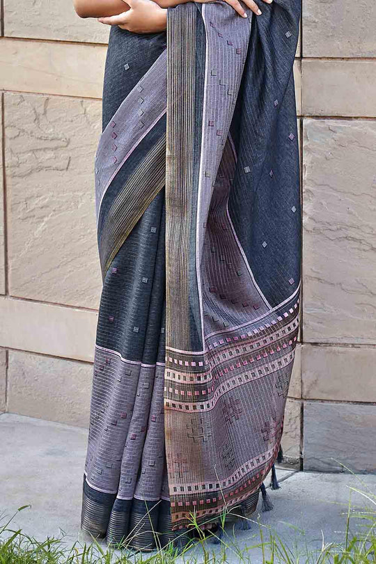 Denim Blue Digital Print Saree
