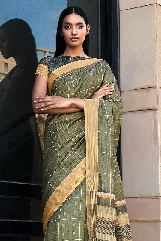 Fern Green Digital Print Saree