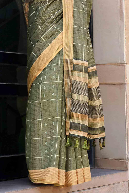 Fern Green Digital Print Saree