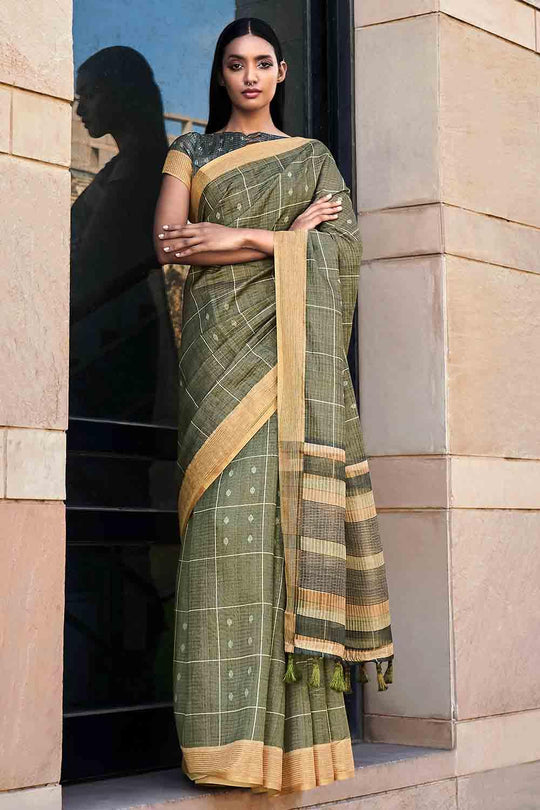 Fern Green Digital Print Saree