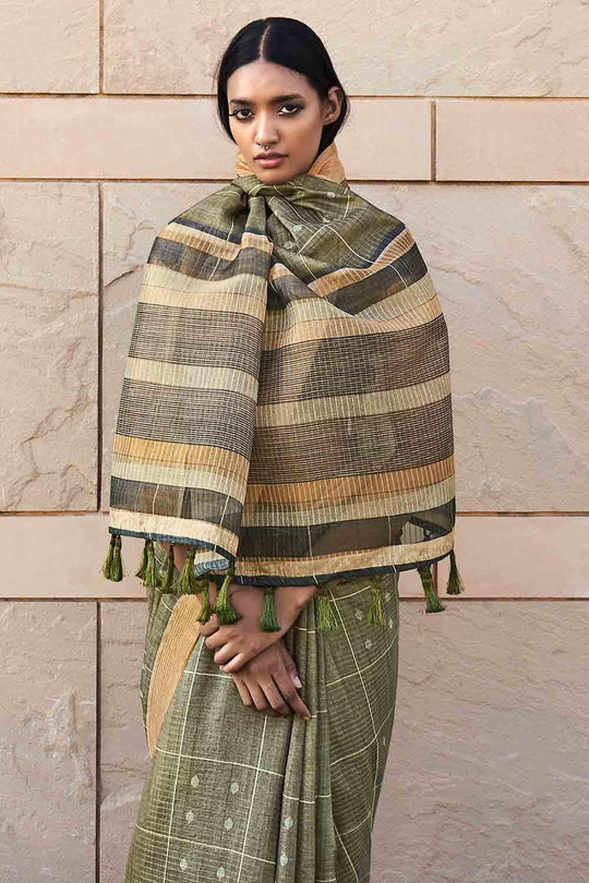 Fern Green Digital Print Saree