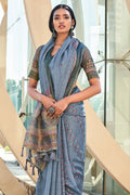 Dusk Blue Digital Print Saree