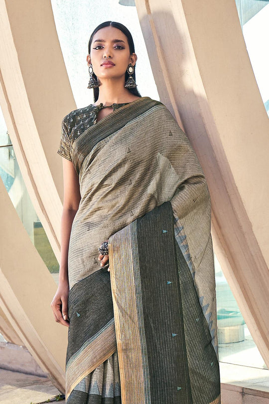 Uniform Green Digital Print Saree