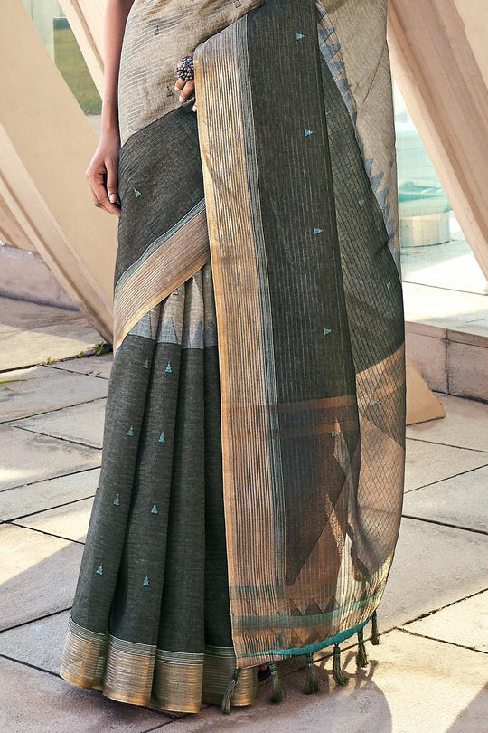 Uniform Green Digital Print Saree