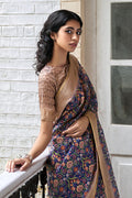 Grey And Beige Digital Print Saree