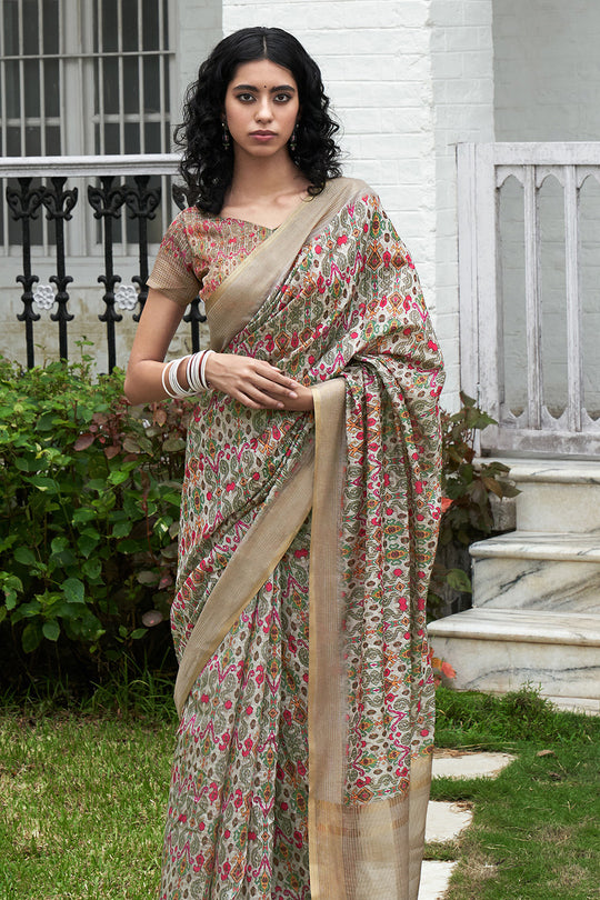 Multicolor Digital Print Saree
