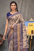 Spruce Blue Organza Saree