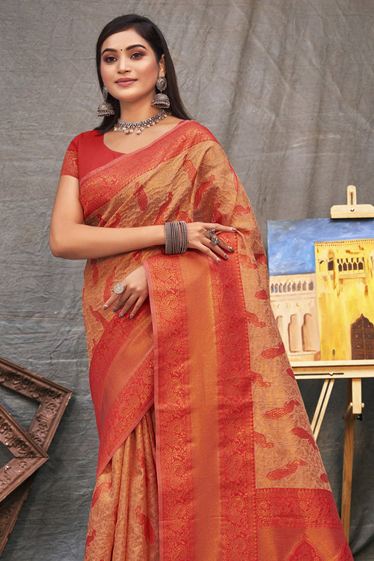 Persian Red Organza Saree