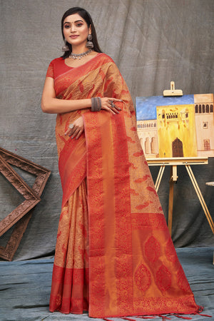 Persian Red Organza Saree