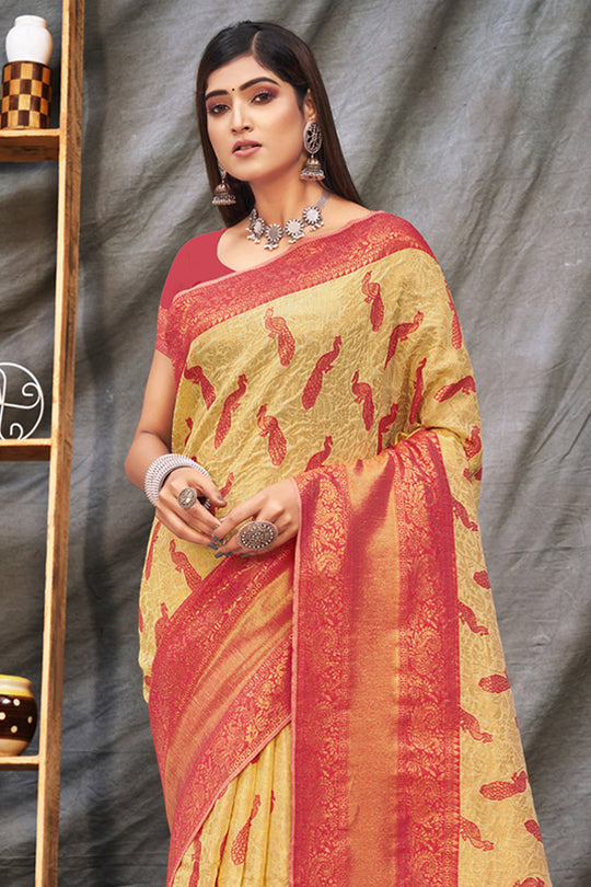 Tart Red Organza Saree