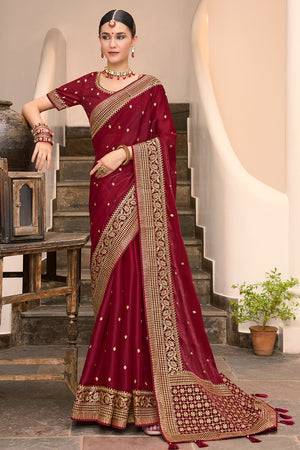 Garnet Maroon South Silk Sarees