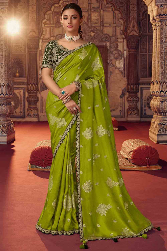 Slimy Green Viscose Saree