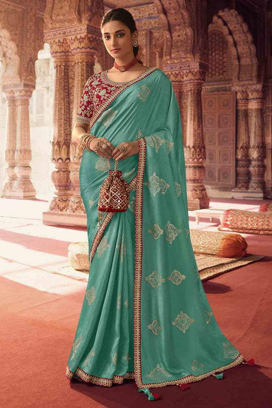 Seafoam Green Viscose Saree