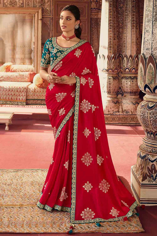 Scarlet Red Viscose Saree
