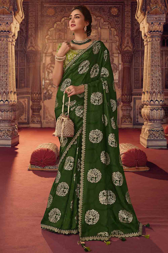 Forest Green Viscose Saree