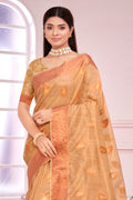 Peach Orange Organza saree