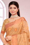 Peach Orange Organza saree