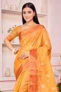 Chrome Yellow Organza saree