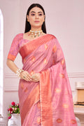 Brink Pink Organza saree