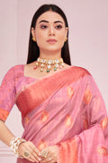 Brink Pink Organza saree