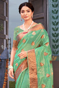 Seafoam Green Organza saree