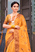 Chrome Yellow Organza saree