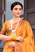 Chrome Yellow Organza saree