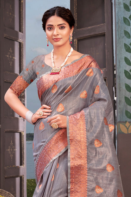Coin Grey Organza saree