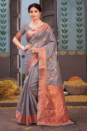 Coin Grey Organza saree