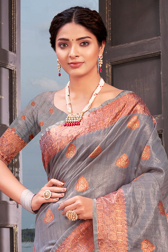Coin Grey Organza saree