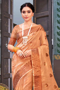 Peach Orange Organza saree