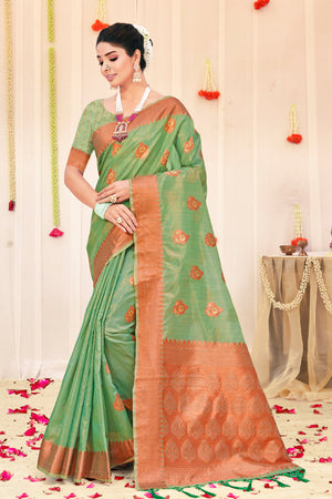 Tea Green Organza Saree