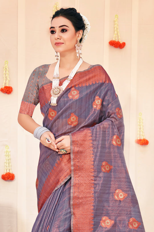 Dove Grey Organza Saree