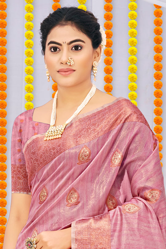 Flamingo Pink Organza Saree