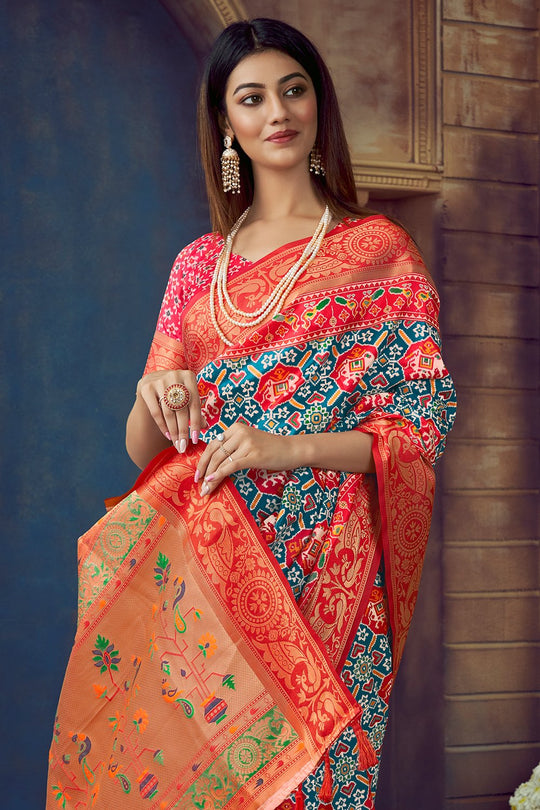 Cobalt Blue Patola Saree